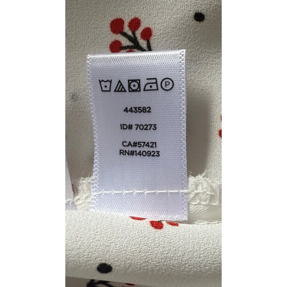 Loft White Floral Collared Long Sleeve Button Up Lightweight Blouse Women's Sz M - Picture 8 of 10